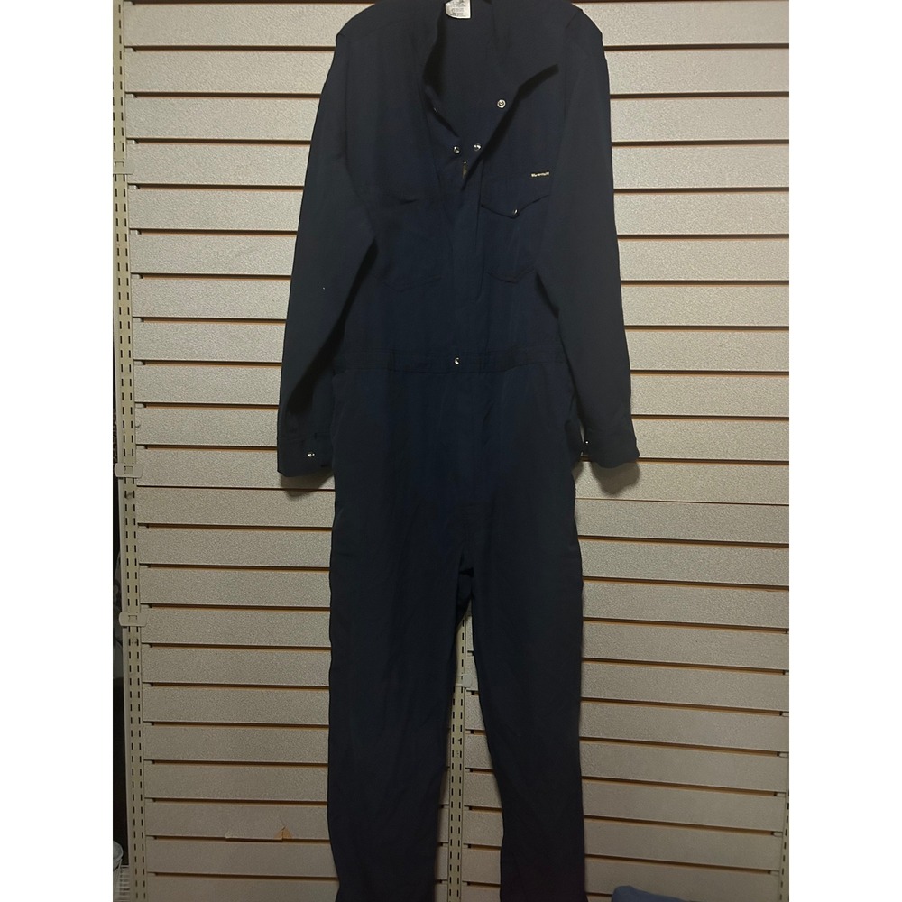 Workrite FR Mens Navy Blue Nomex Kevlar Flame Resistant Coveralls Size 34-R